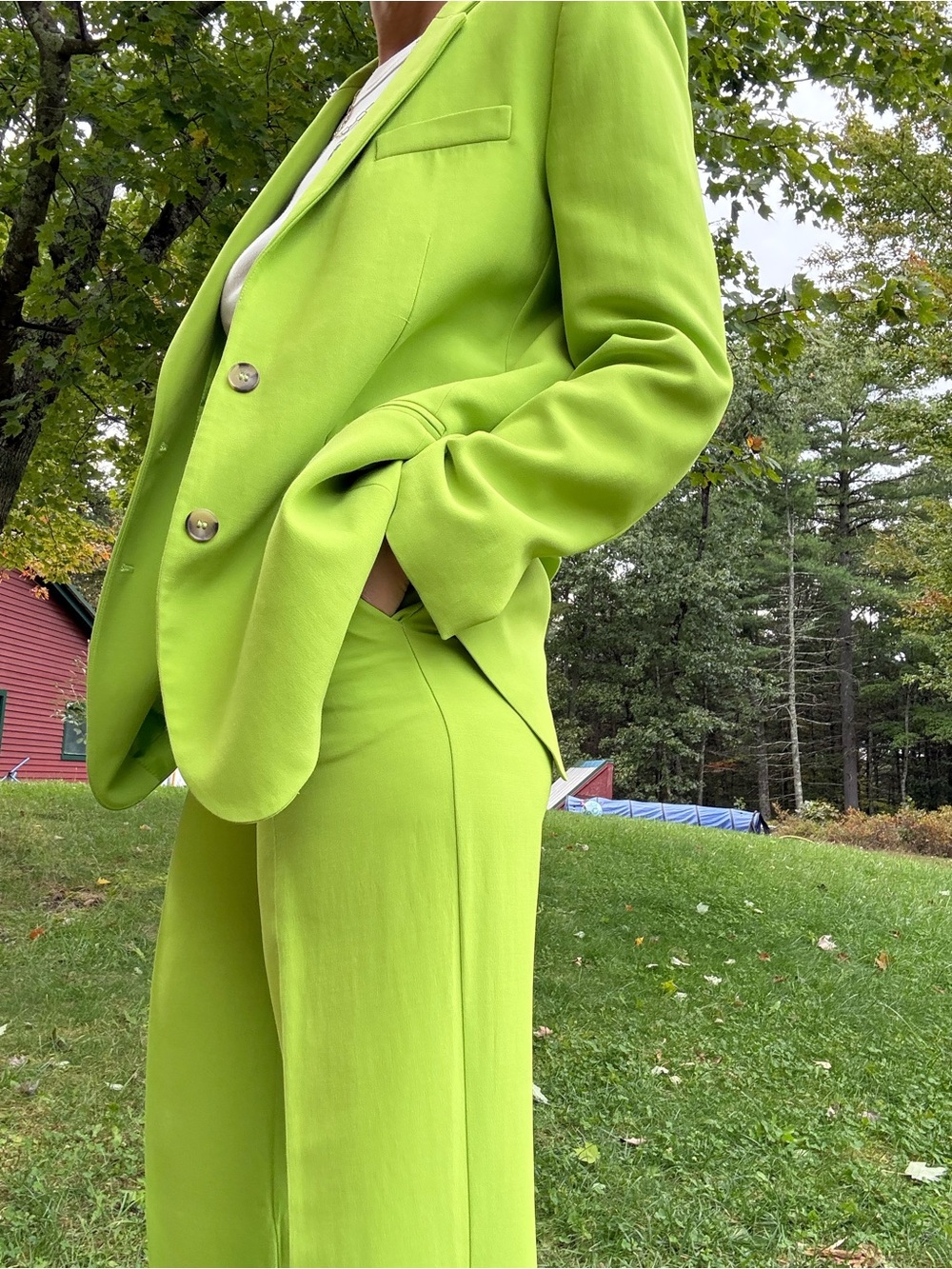 Zara Bright Lime Green Wide-Leg Pantsuit
